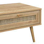 Frances Woven Rattan Wooden Coffee Table — Natural