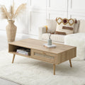 Frances Woven Rattan Wooden Coffee Table — Natural