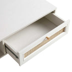 Frances Woven Rattan Wooden Coffee Table — White
