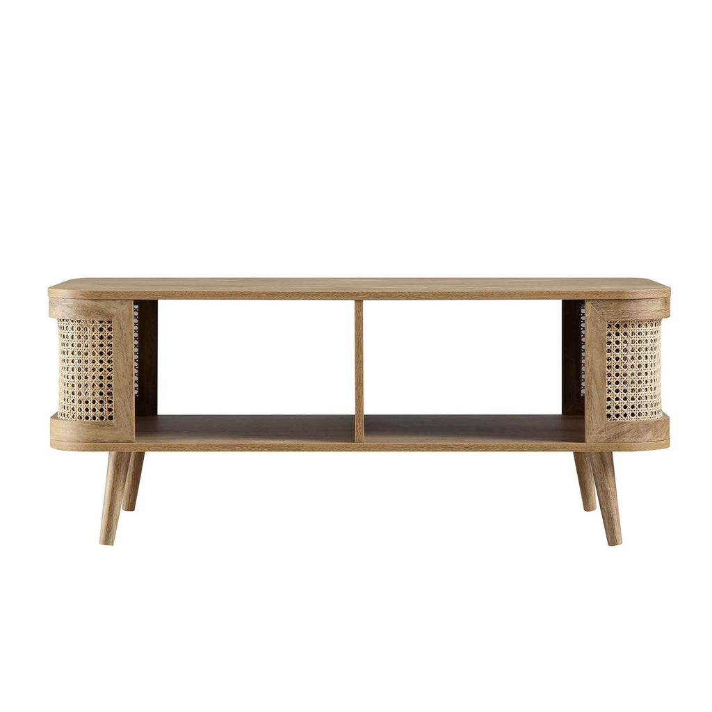Izzy Curved Rattan Coffee Table — Natural