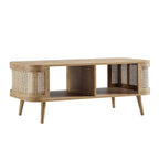 Izzy Curved Rattan Coffee Table — Natural