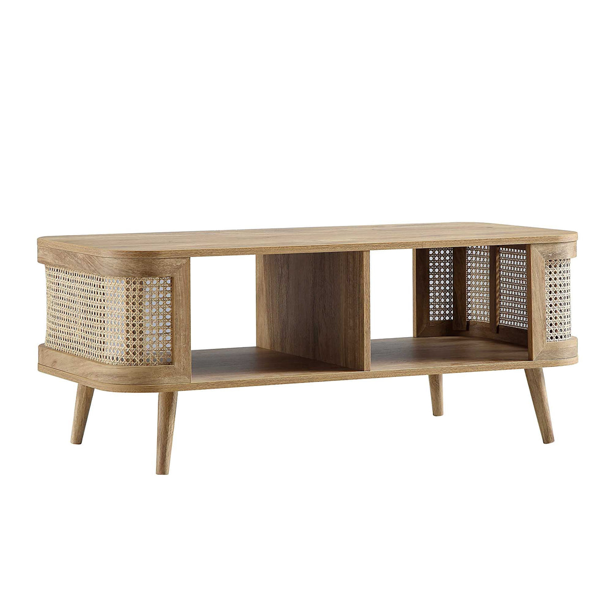 Izzy Curved Rattan Coffee Table — Natural