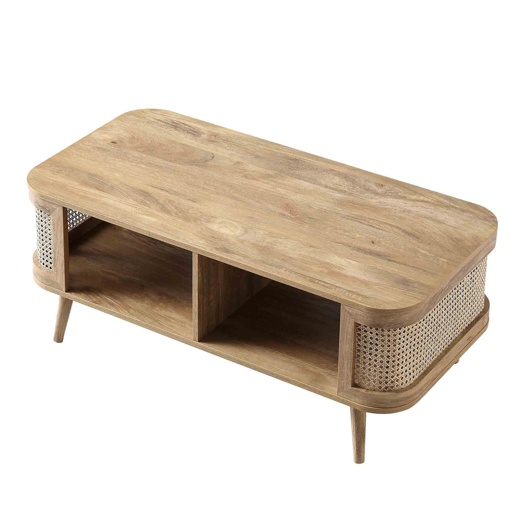 Izzy Curved Rattan Coffee Table — Natural