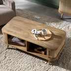 Izzy Curved Rattan Coffee Table — Natural