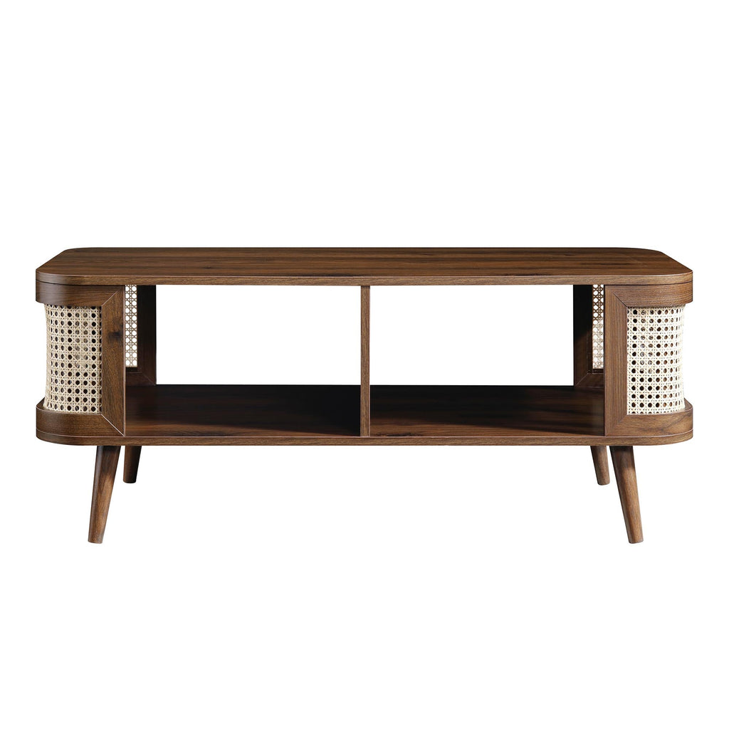 Izzy Curved Rattan Coffee Table — Walnut
