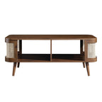 Izzy Curved Rattan Coffee Table — Walnut