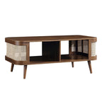 Izzy Curved Rattan Coffee Table — Walnut