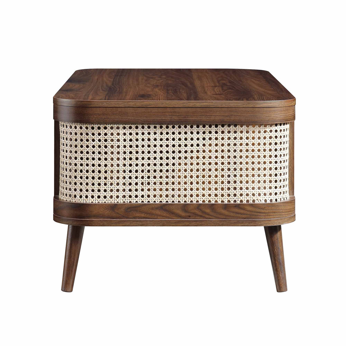 Izzy Curved Rattan Coffee Table — Walnut