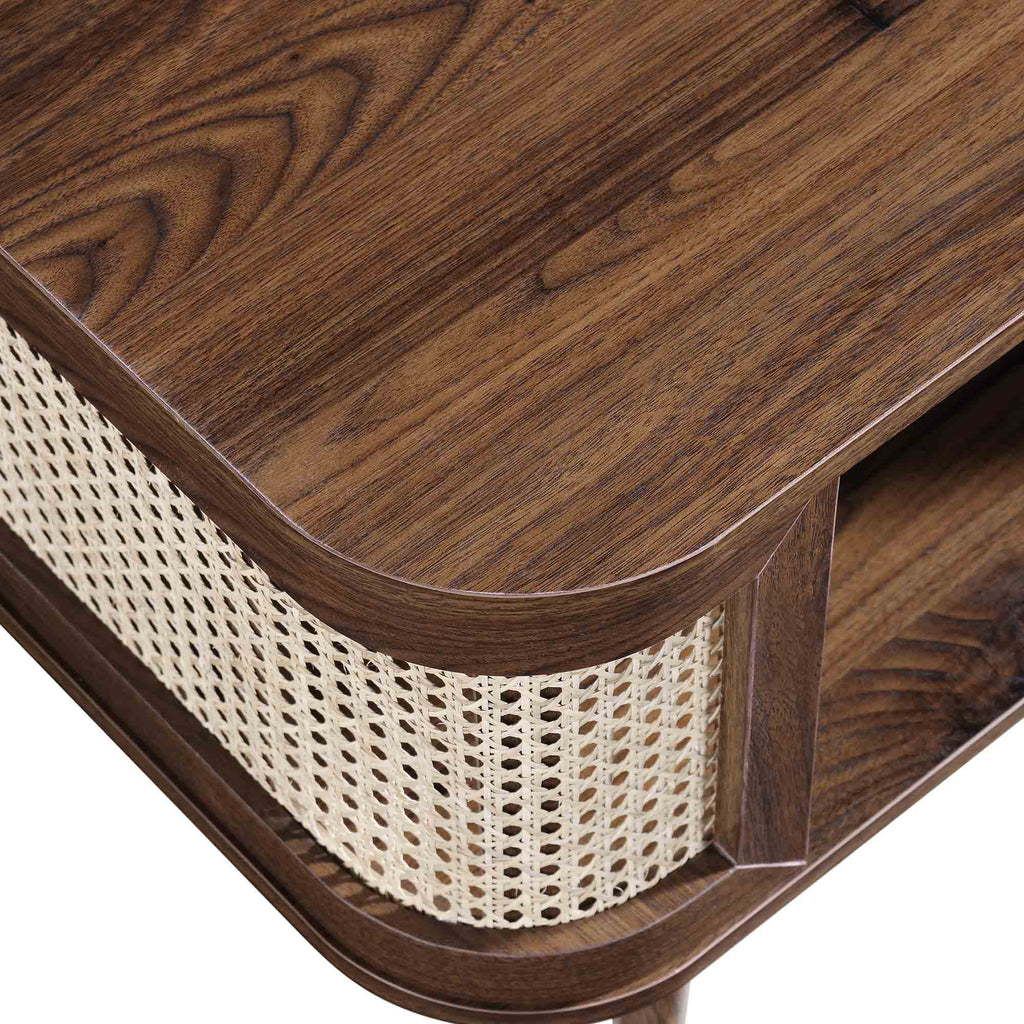 Izzy Curved Rattan Coffee Table — Walnut