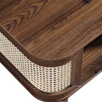 Izzy Curved Rattan Coffee Table — Walnut