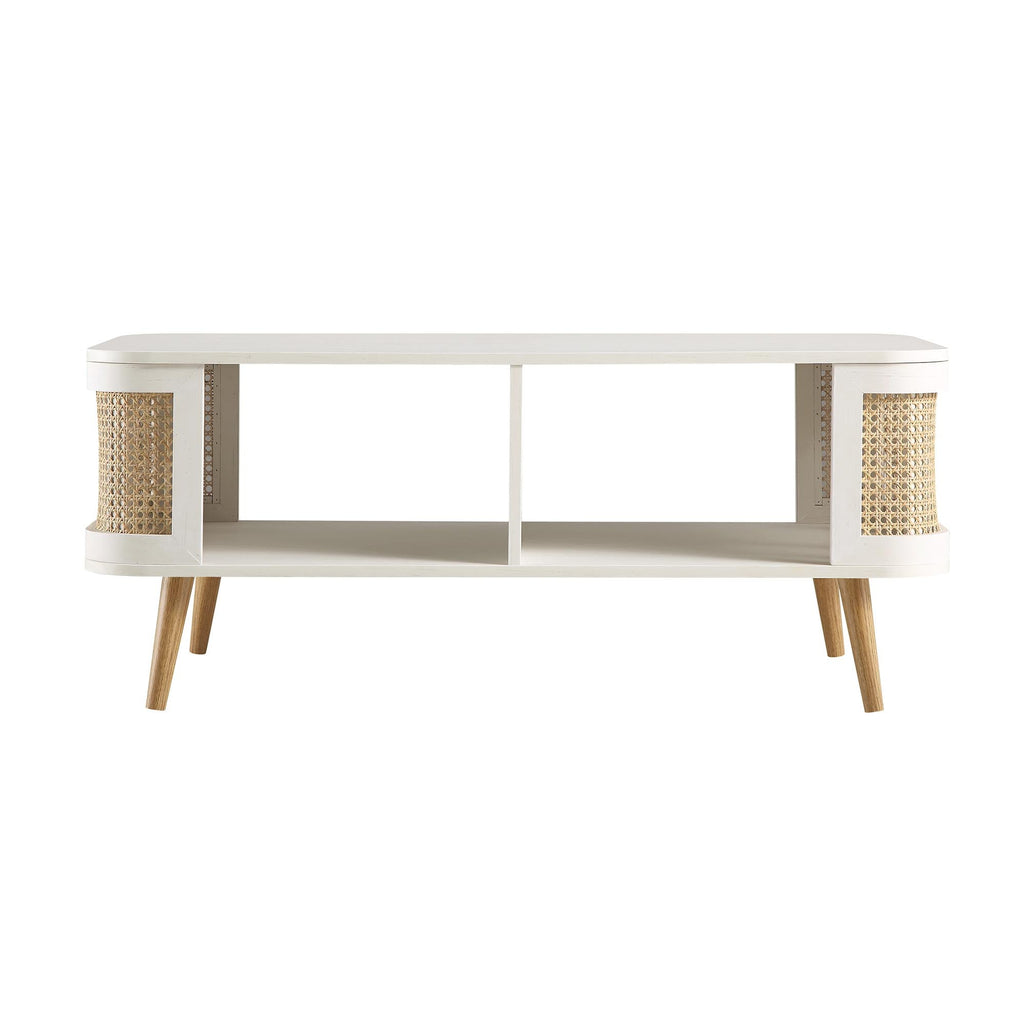 Izzy Curved Rattan Coffee Table — White