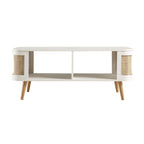 Izzy Curved Rattan Coffee Table — White