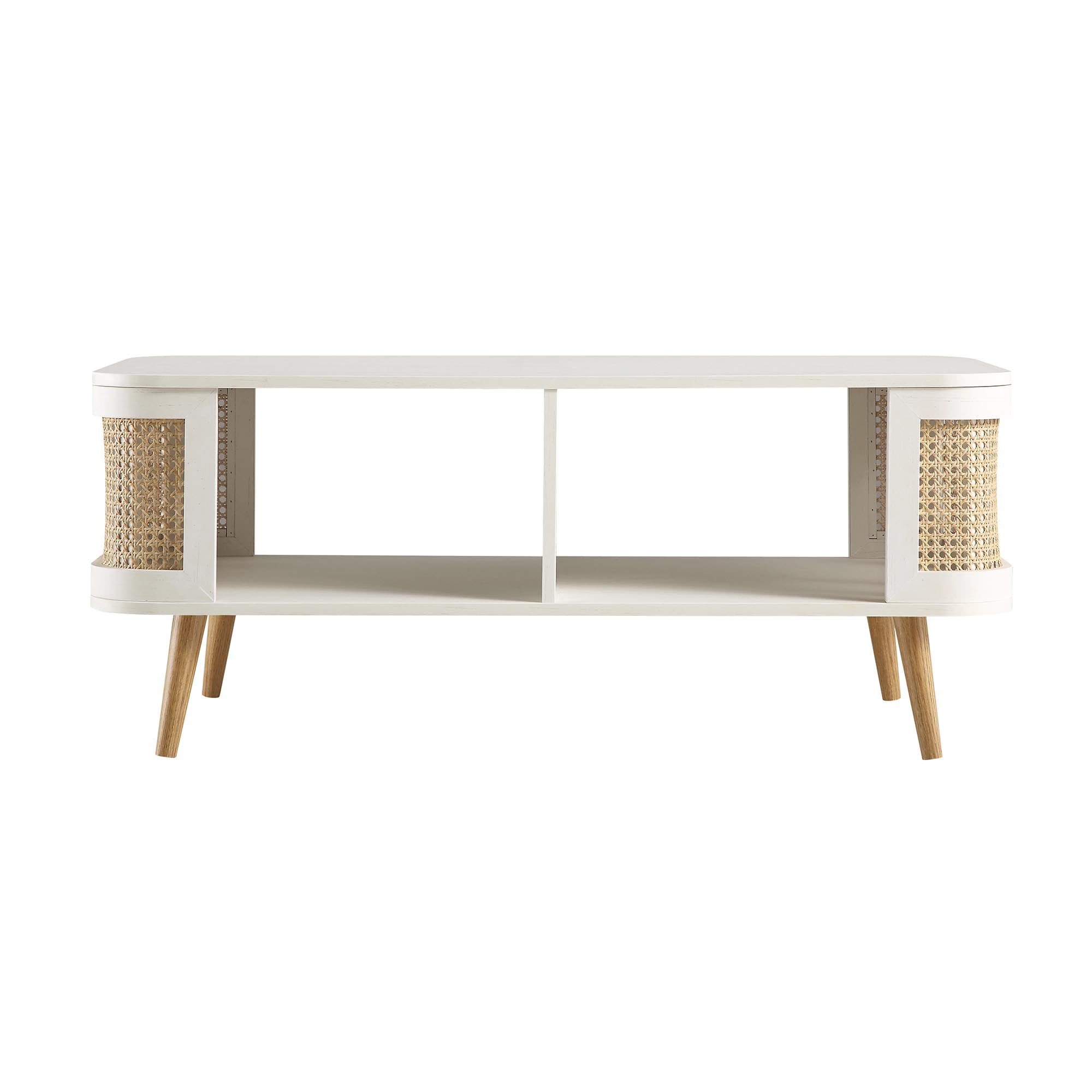 Izzy Curved Rattan Coffee Table — White