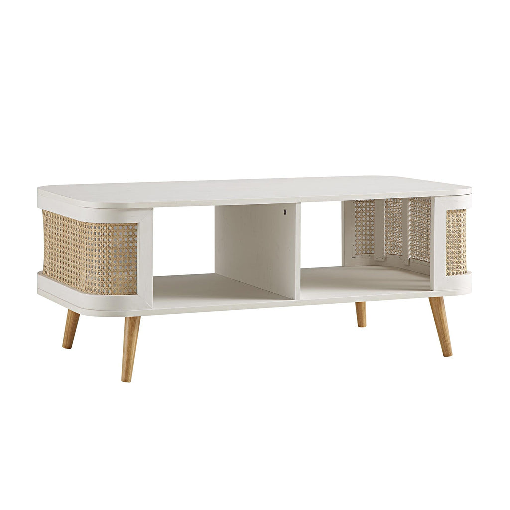 Izzy Curved Rattan Coffee Table — White