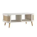 Izzy Curved Rattan Coffee Table — White