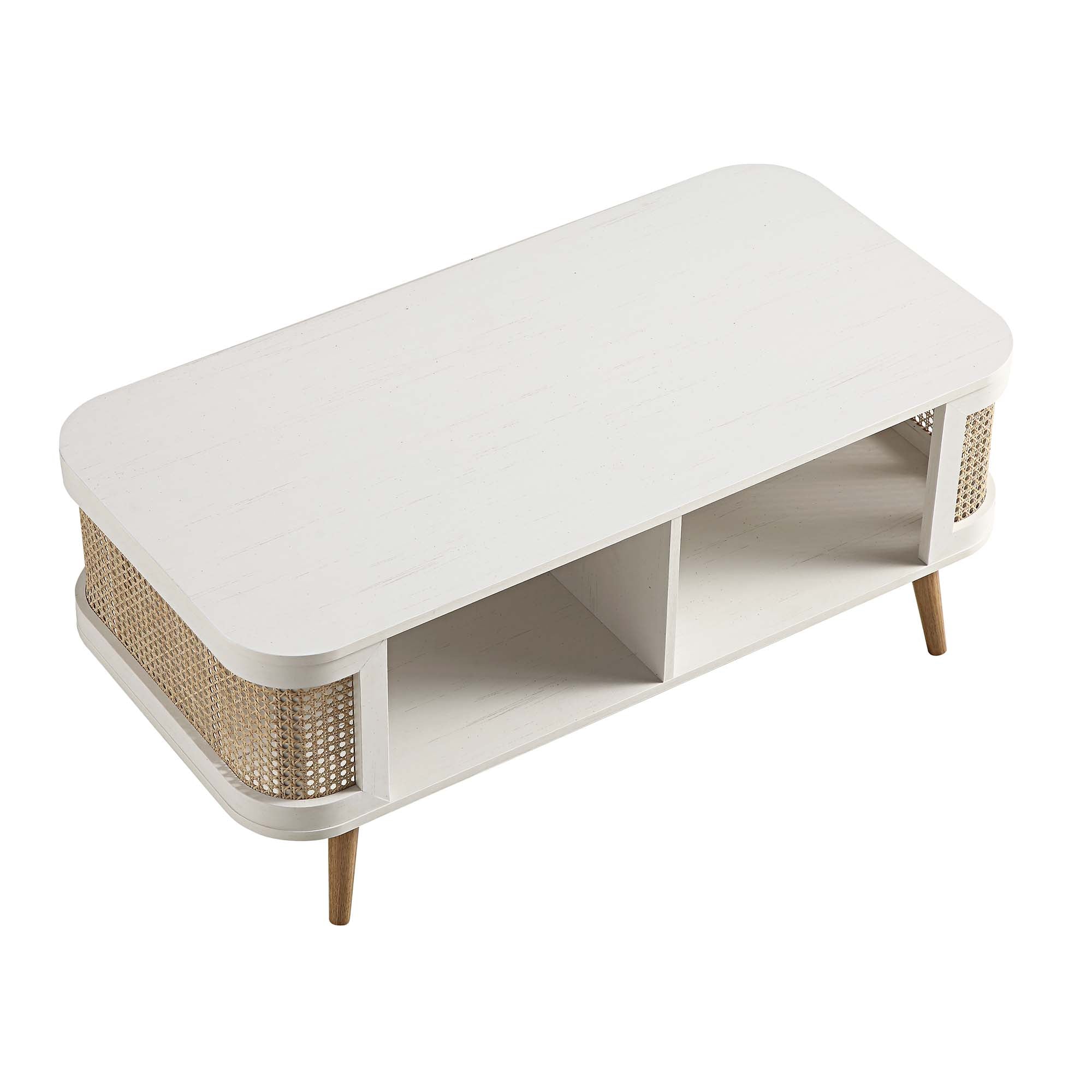 Izzy Curved Rattan Coffee Table — White