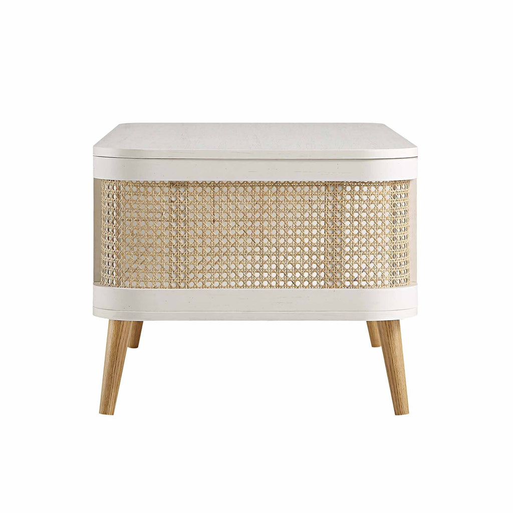 Izzy Curved Rattan Coffee Table — White