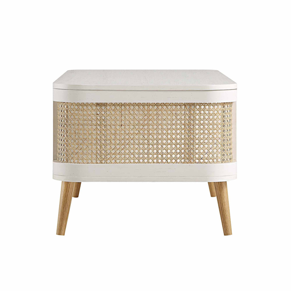 Izzy Curved Rattan Coffee Table — White
