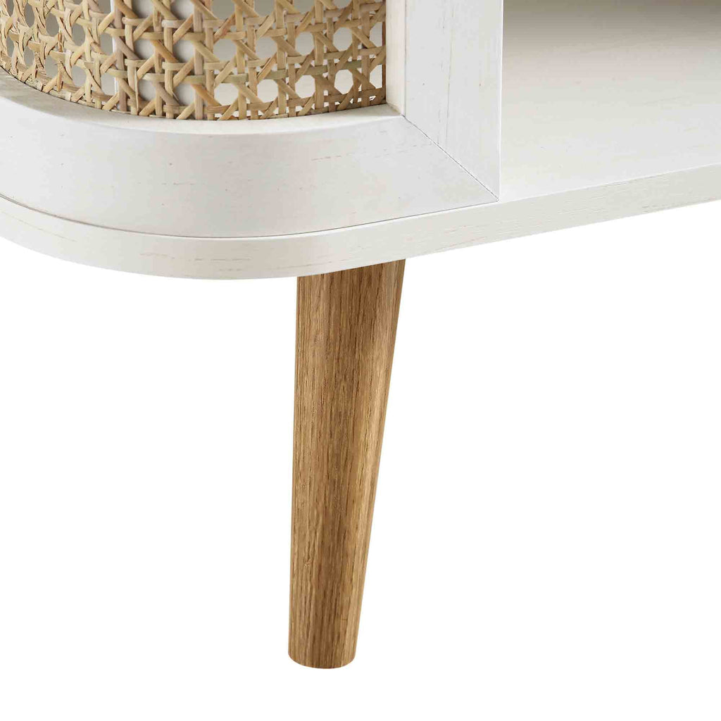 Izzy Curved Rattan Coffee Table — White