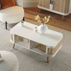 Izzy Curved Rattan Coffee Table — White