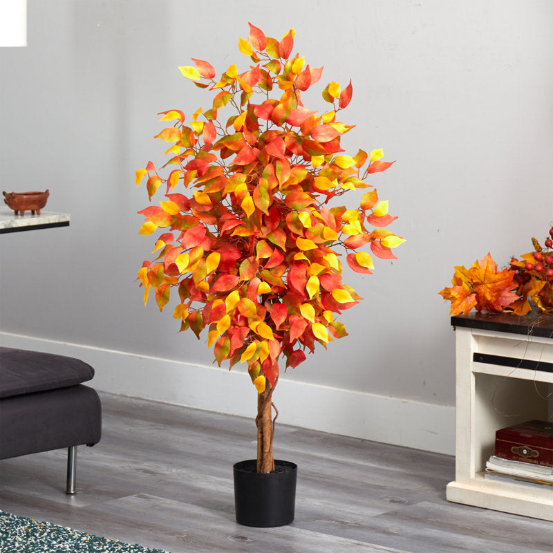 Faux Ficus Tree in Plastic Freestanding, 48 inch