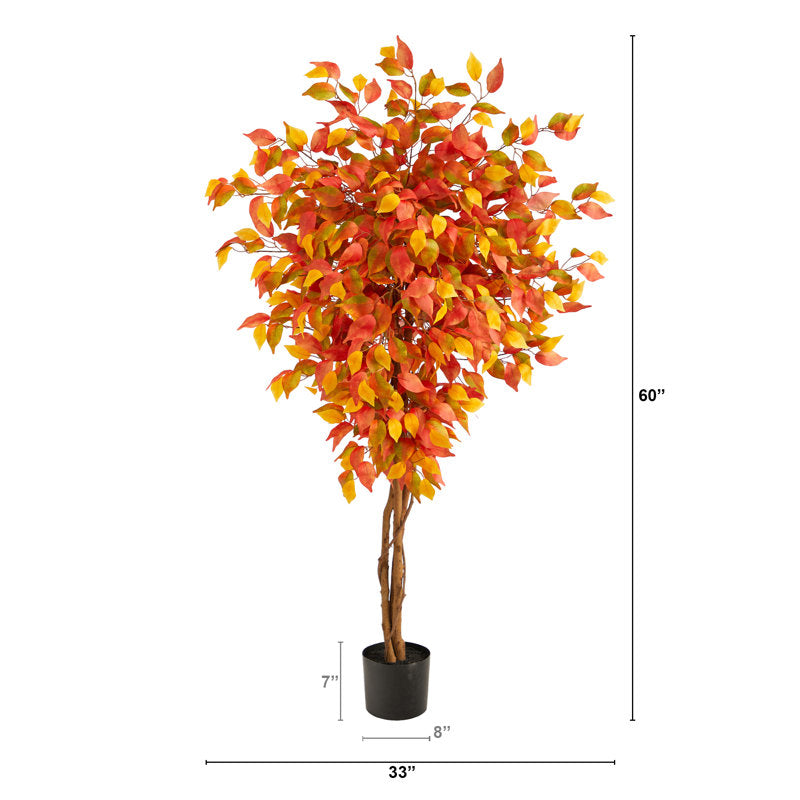 Faux Ficus Tree in Plastic Freestanding, 60 inch