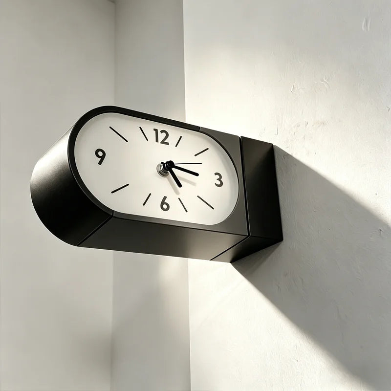Kellan Black Curved Double-Sided Corner Wall Clock