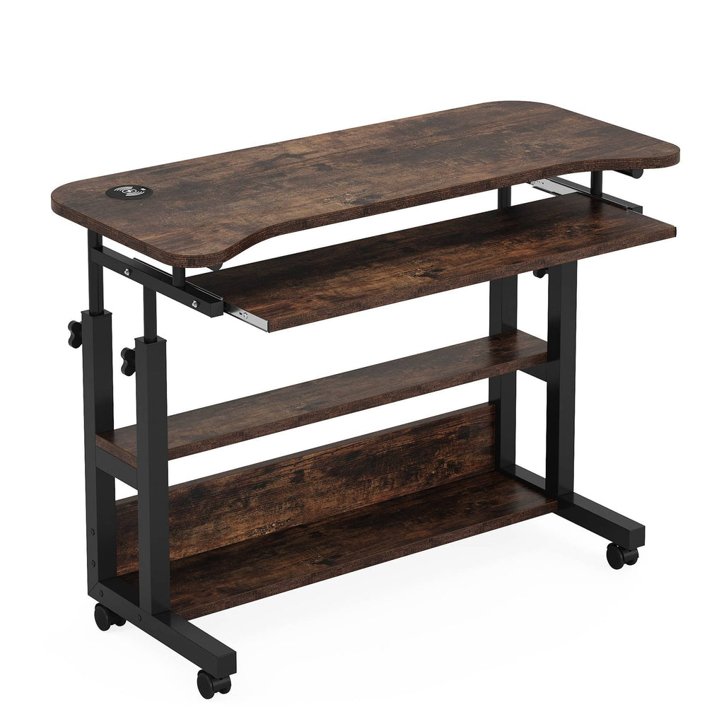 Adjustable Rolling Laptop Desk with Wireless Charging