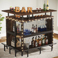 L-Shaped Home Bar Unit with Glass Holders
