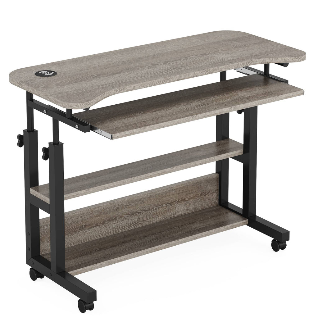 Adjustable Rolling Laptop Desk with Wireless Charging