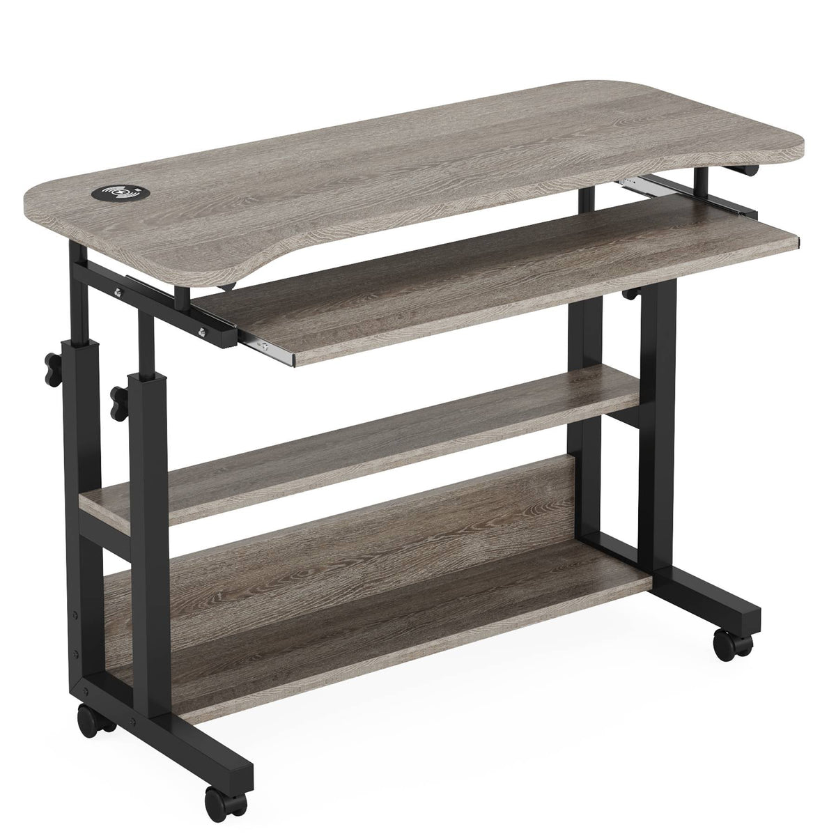 Adjustable Rolling Laptop Desk with Wireless Charging