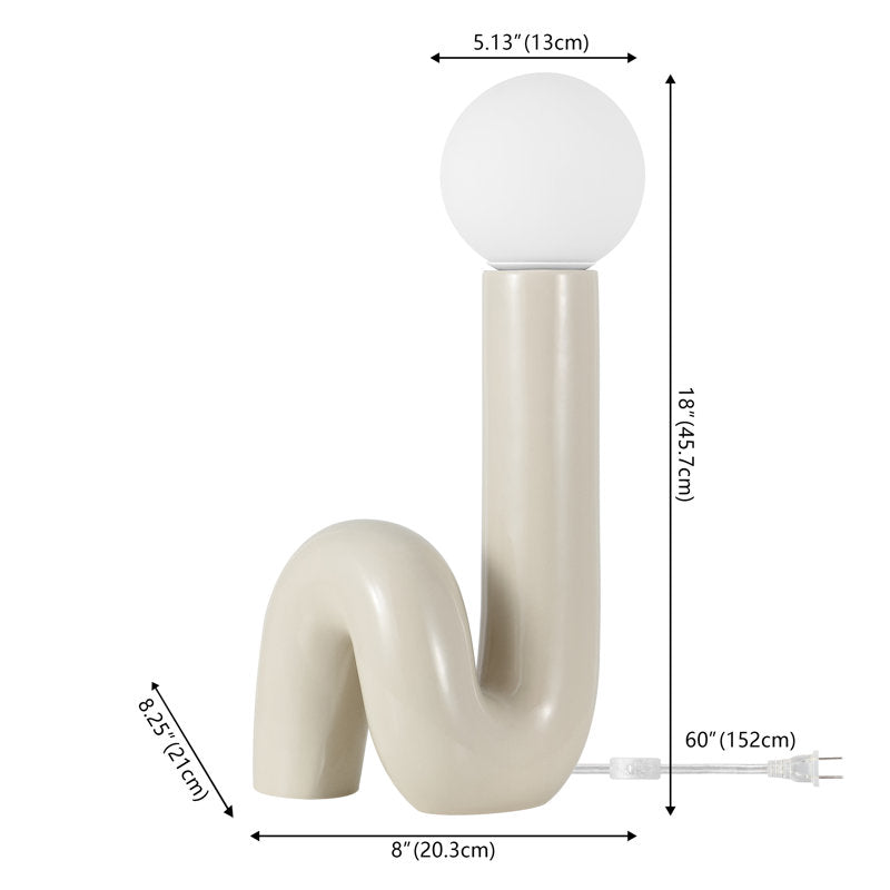 Katya 18 inch Ceramic Spiral Tube LED Table Lamp, Light Gray