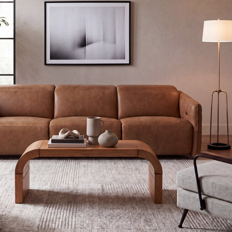 Melanija Curved Coffee Table, Oak