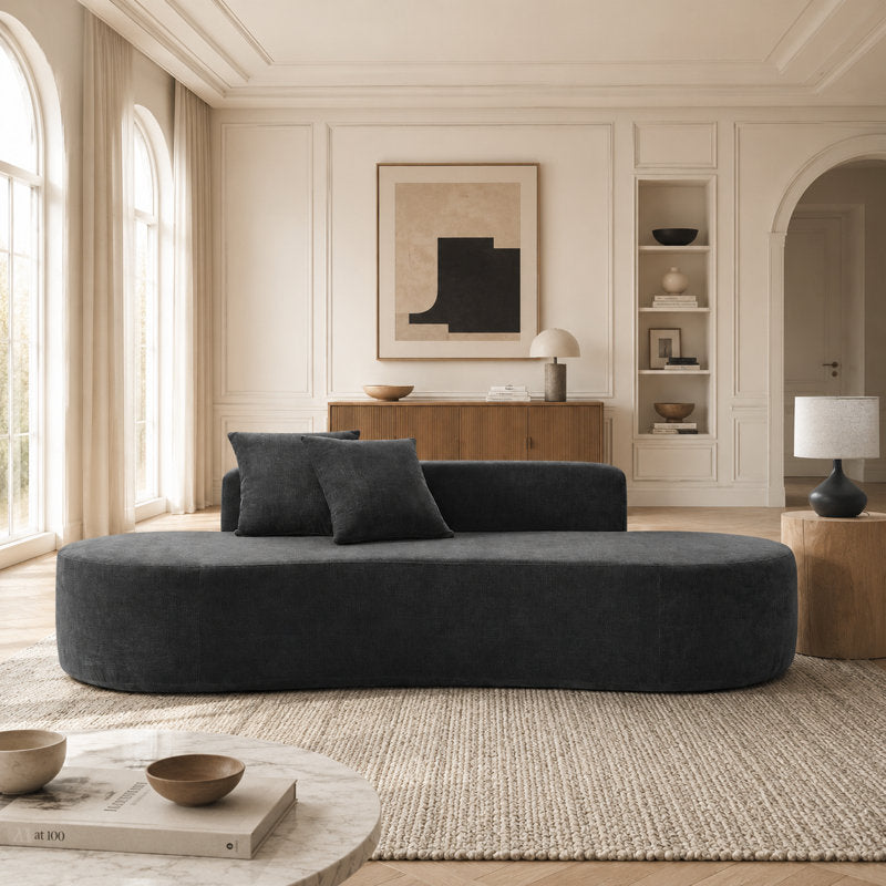 Nerio Boneless Curved Sofa, Charcoal