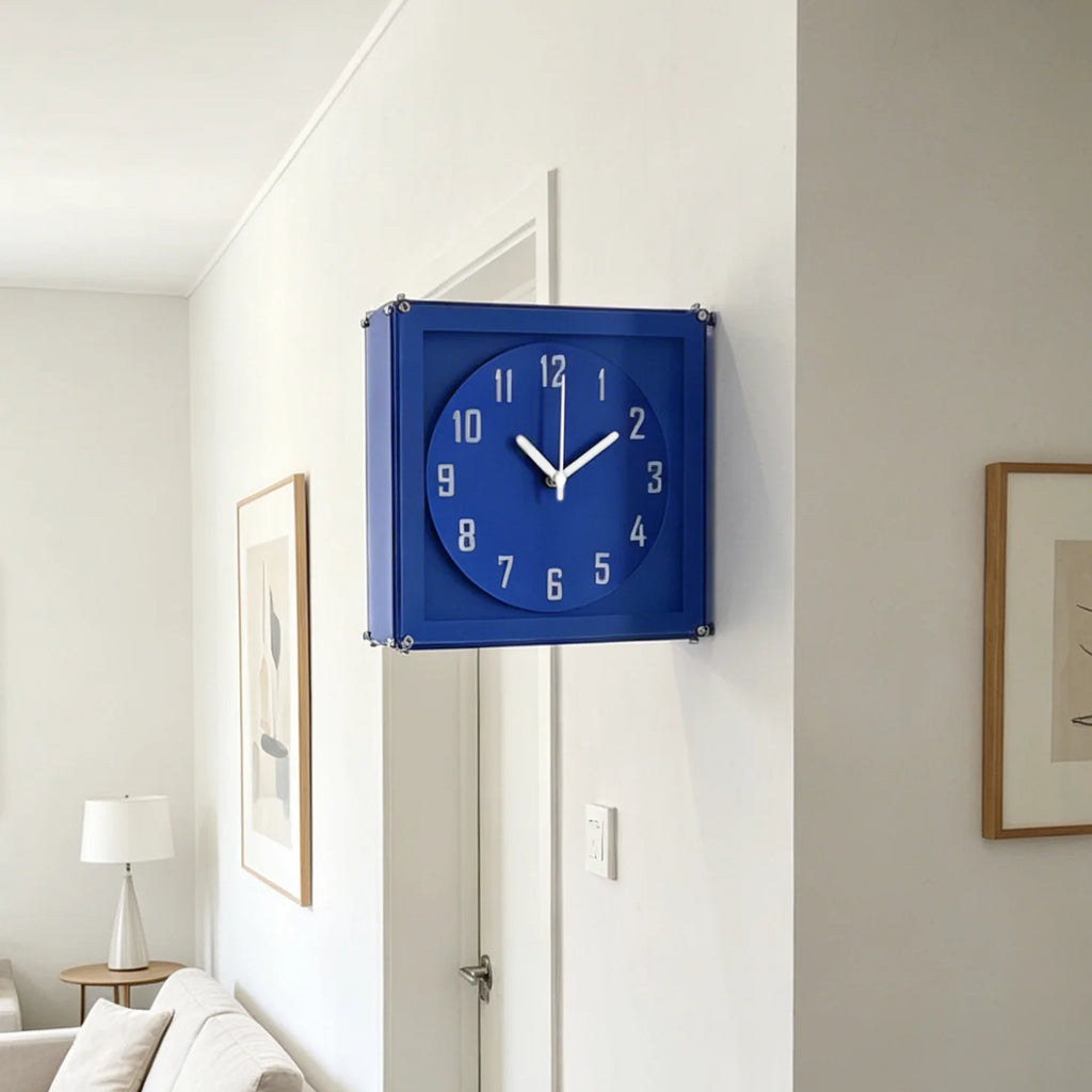 Azura Blue Double-Sided Corner Wall Clock