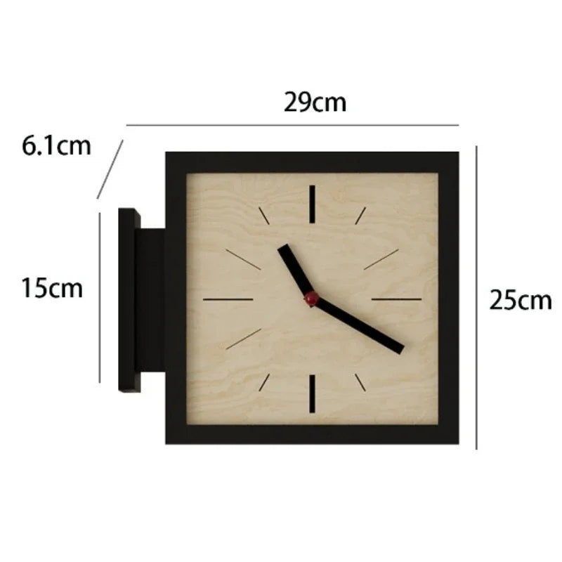Marlo Square Double-Sided Wood Corner Wall Clock