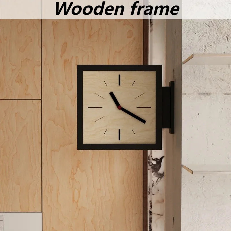Marlo Square Double-Sided Wood Corner Wall Clock