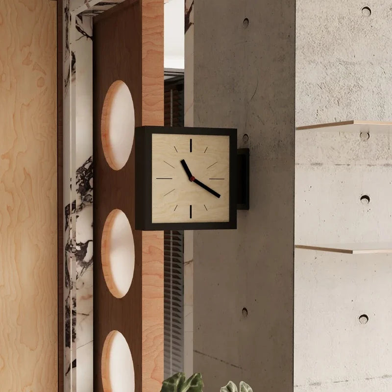 Marlo Square Double-Sided Wood Corner Wall Clock