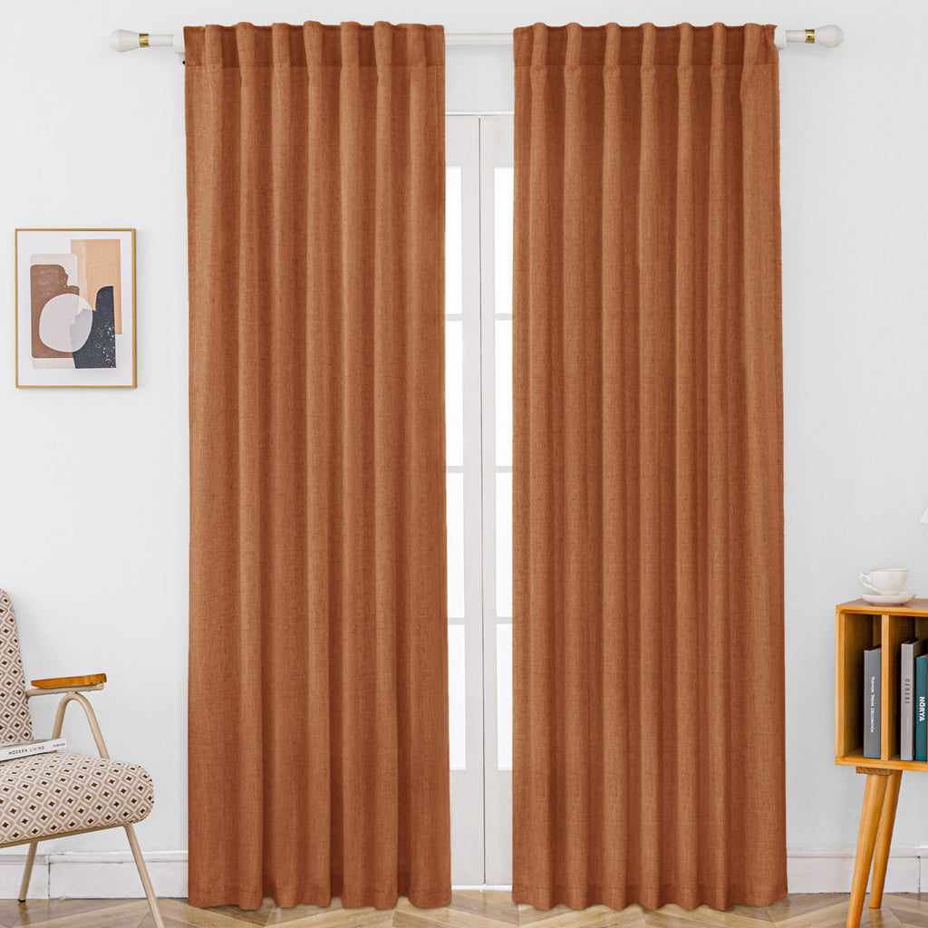 Delphine Semi-Sheer Linen Blend Curtains, Set of 2