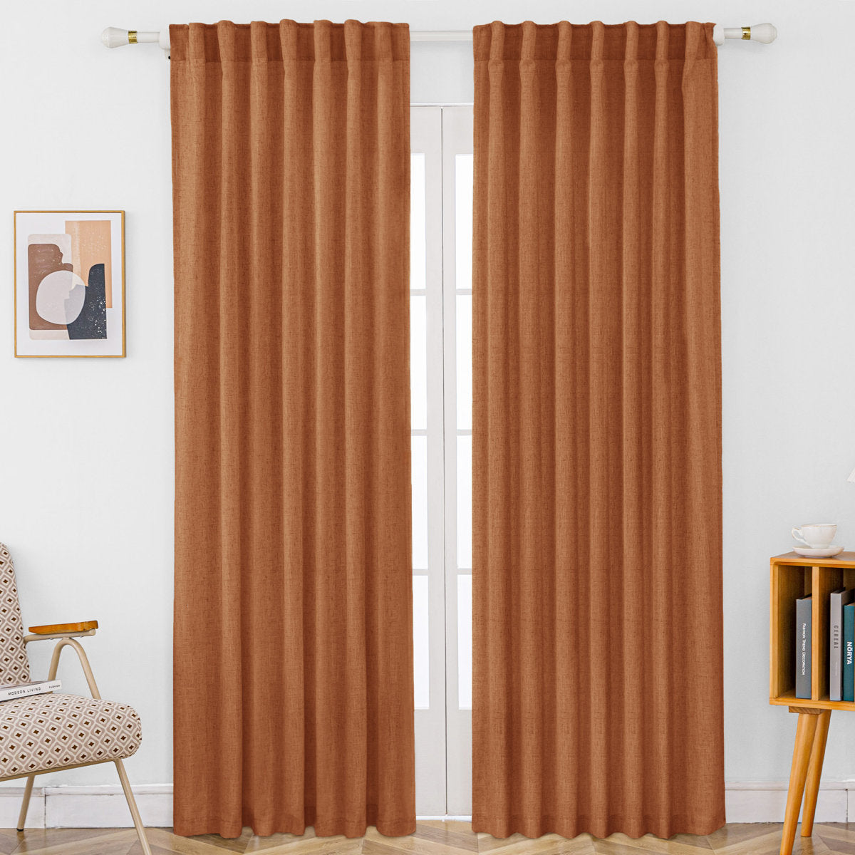 Delphine Semi-Sheer Linen Blend Curtains, Set of 2