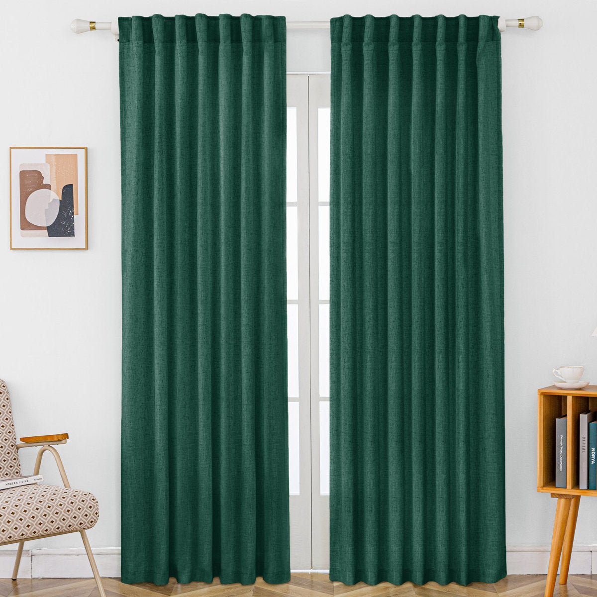 Delphine Semi-Sheer Linen Blend Curtains, Set of 2