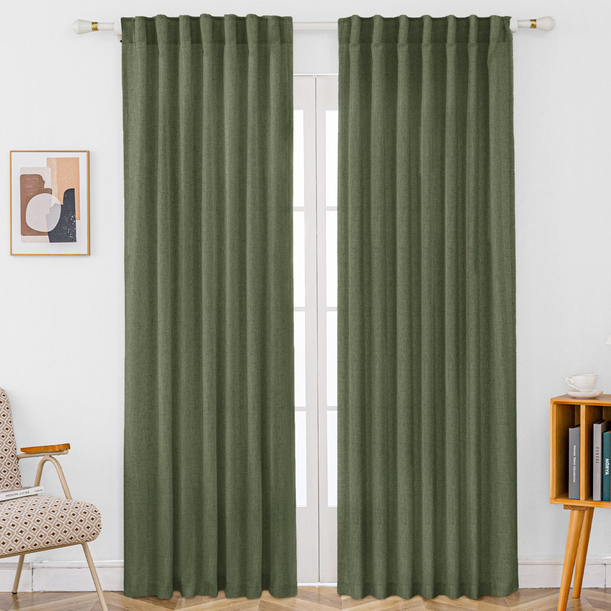 Delphine Semi-Sheer Linen Blend Curtains, Set of 2