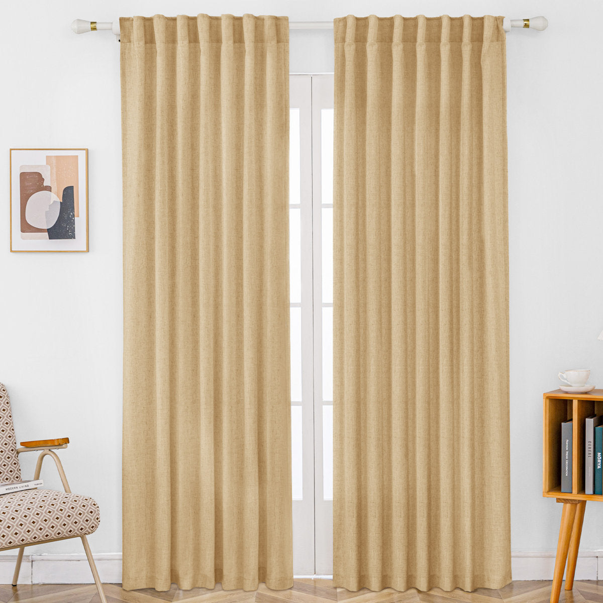 Delphine Semi-Sheer Linen Blend Curtains, Set of 2
