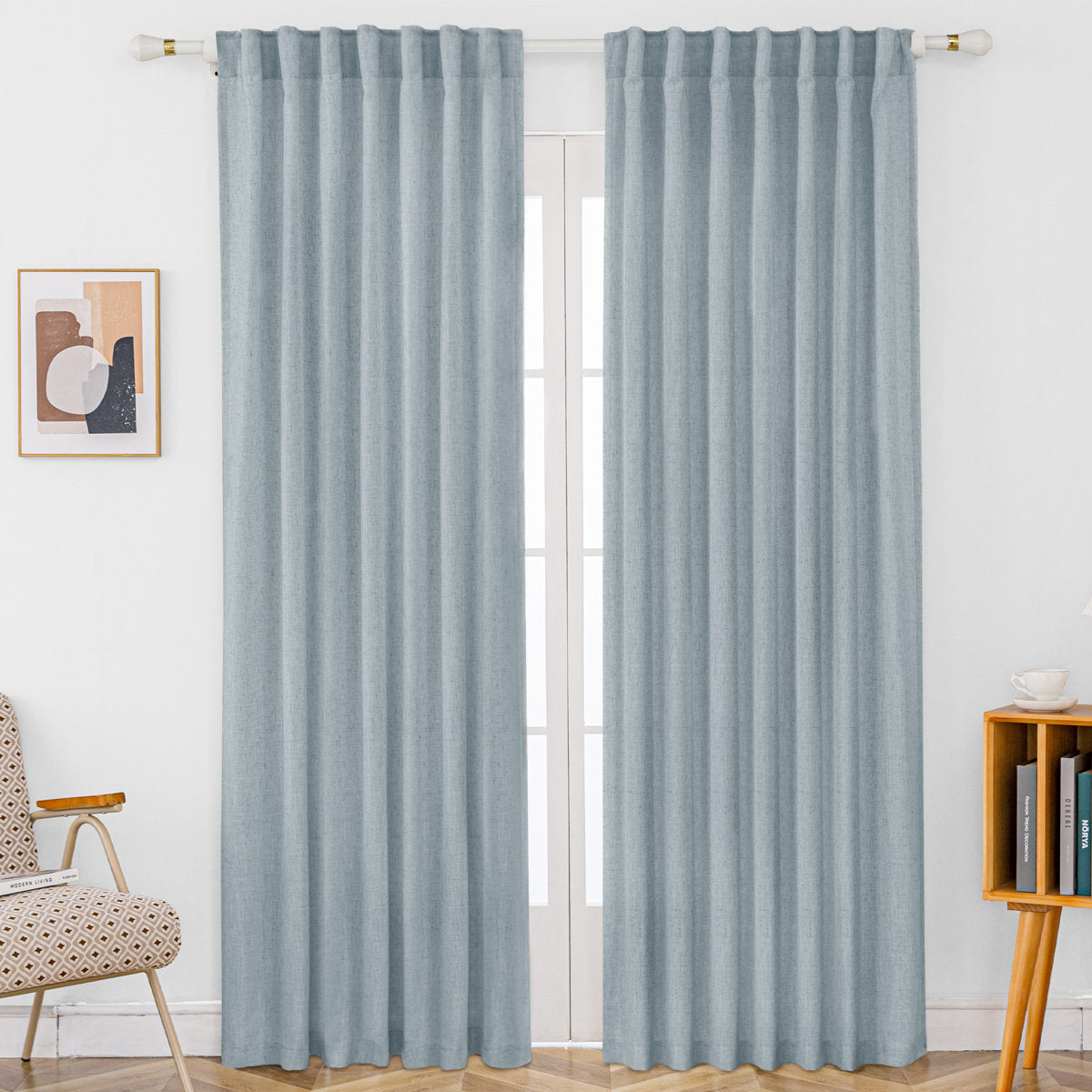 Delphine Semi-Sheer Linen Blend Curtains, Set of 2