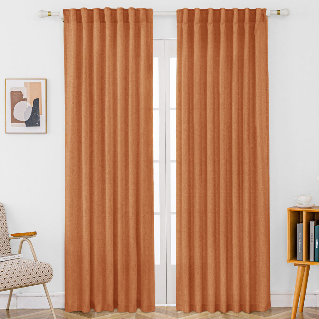 Delphine Semi-Sheer Linen Blend Curtains, Set of 2