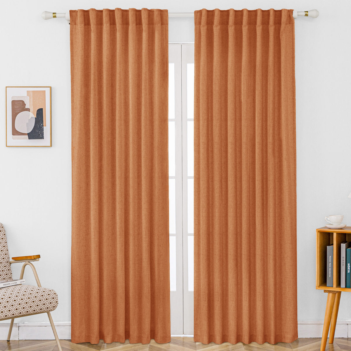 Delphine Semi-Sheer Linen Blend Curtains, Set of 2