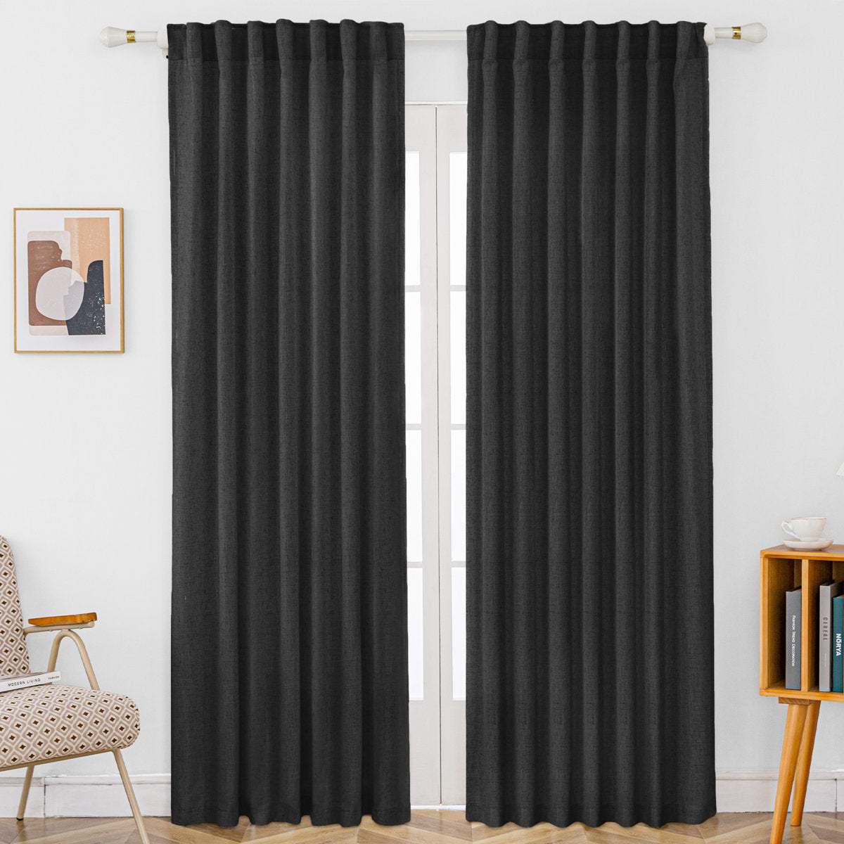Delphine Semi-Sheer Linen Blend Curtains, Set of 2