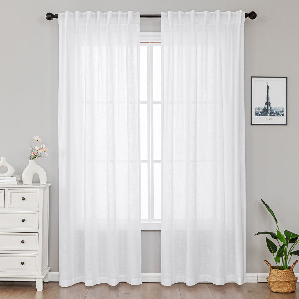 Delphine Semi-Sheer Linen Blend Curtains, Set of 2