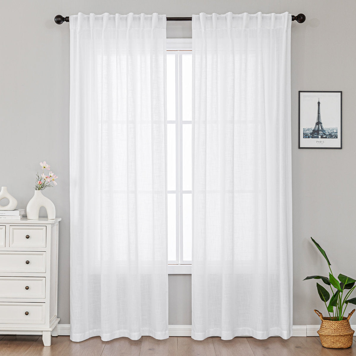 Delphine Semi-Sheer Linen Blend Curtains, Set of 2