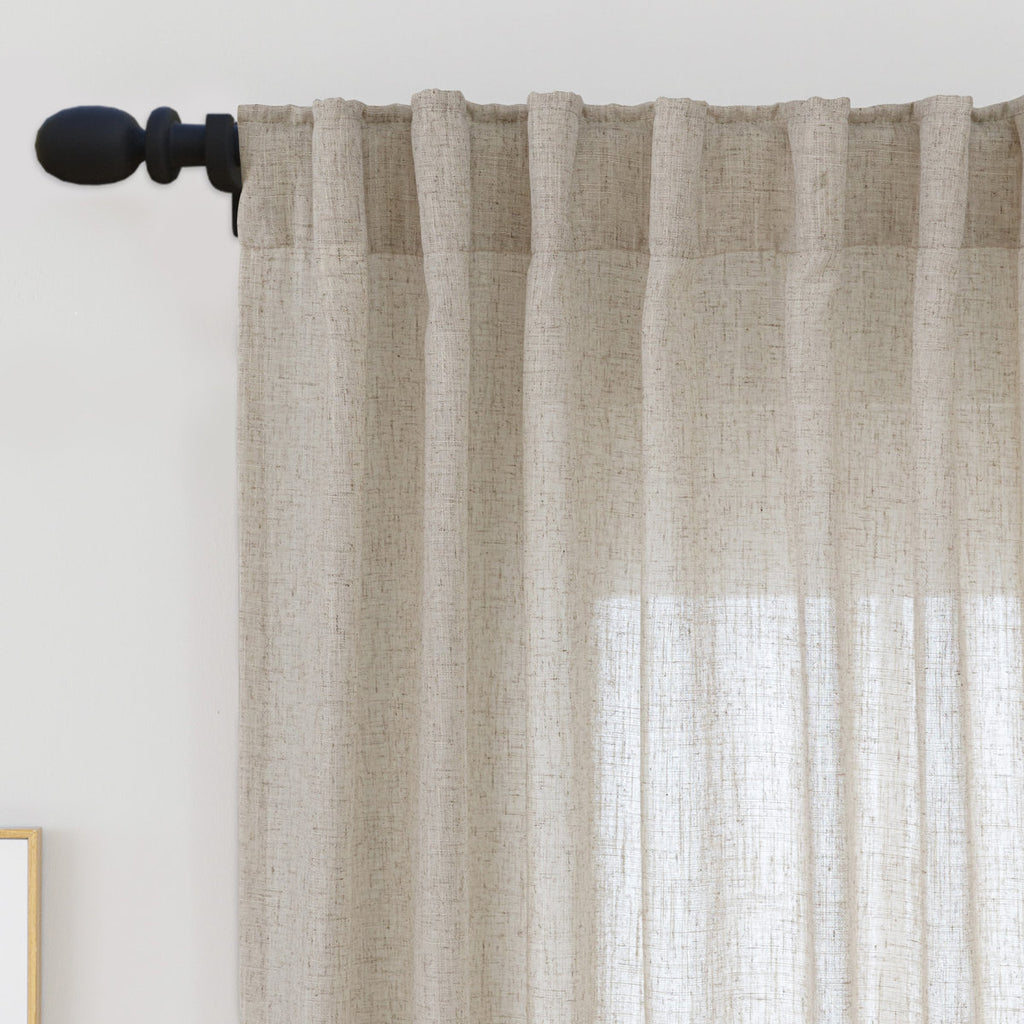 Delphine Semi-Sheer Linen Blend Curtains, Set of 2